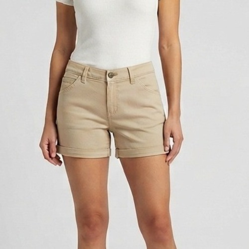 Lee Women's Khaki‎ Midrise Fit 1889 Chino Causal Shorts Size 10M